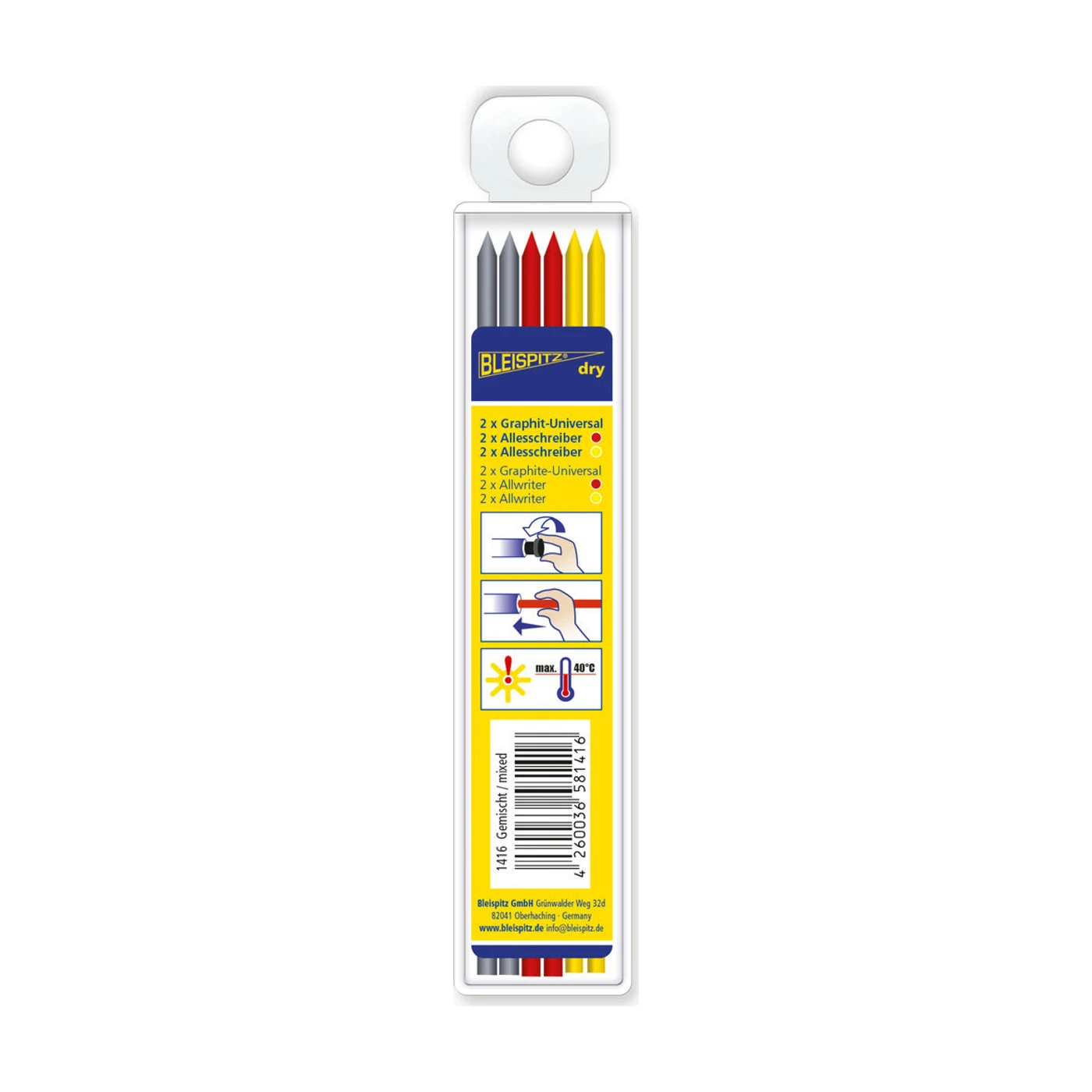 Bleispitz dry 2in1 Tiefloch-Marker & Druckbleistift