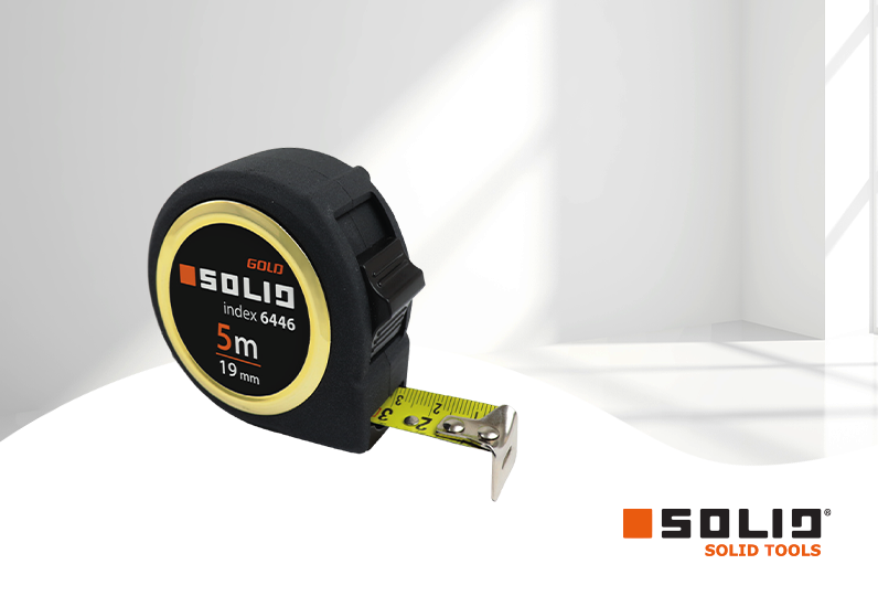 SOLID Rollmaßband - Rollmeter 5m / 25mm Gold  SOLID Rollmaßband - Rollmeter 5m / 25mm Gold