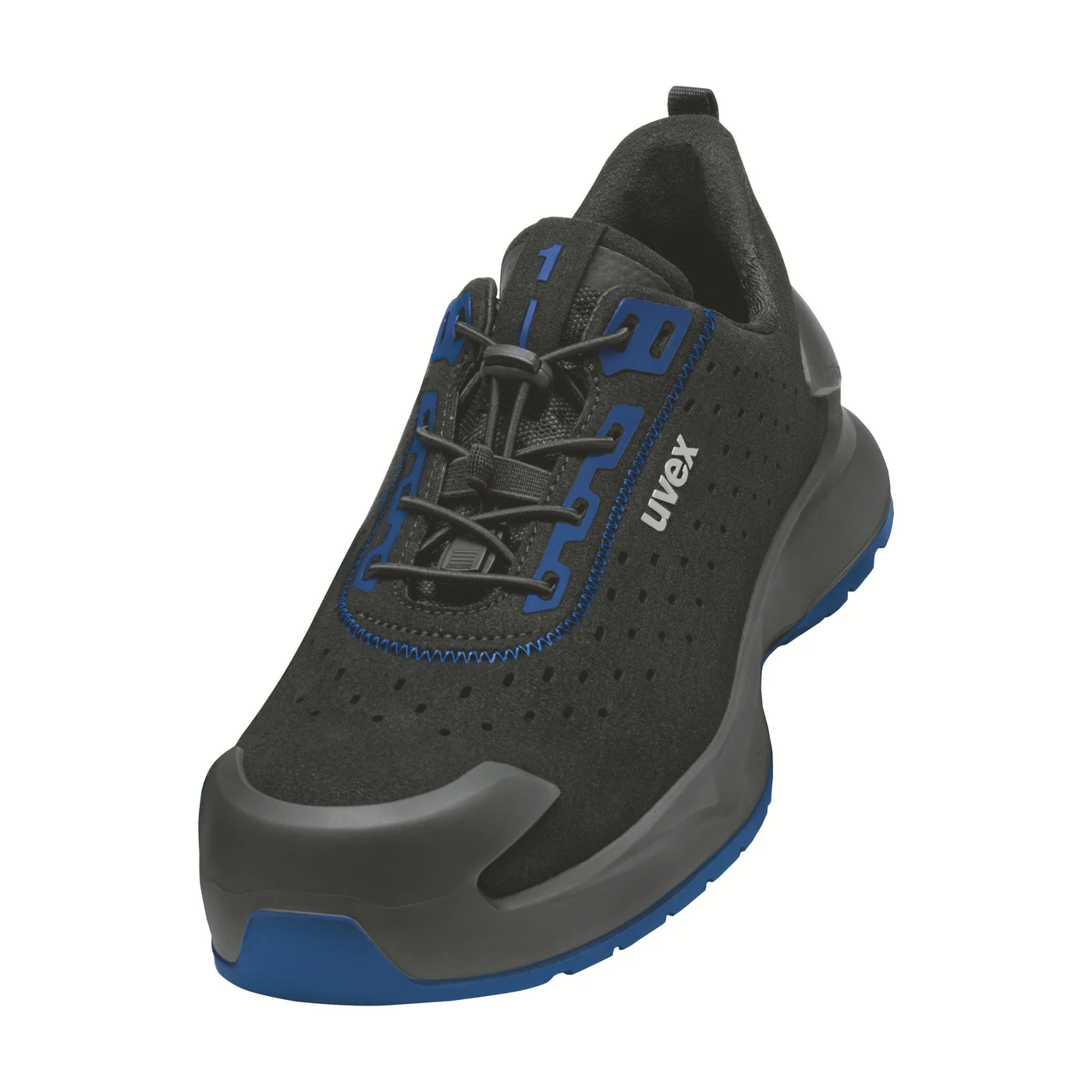 uvex 1 x-craft S1 Sicherheitsschuhe gelocht schwarz/blau – Packshot Hersteller