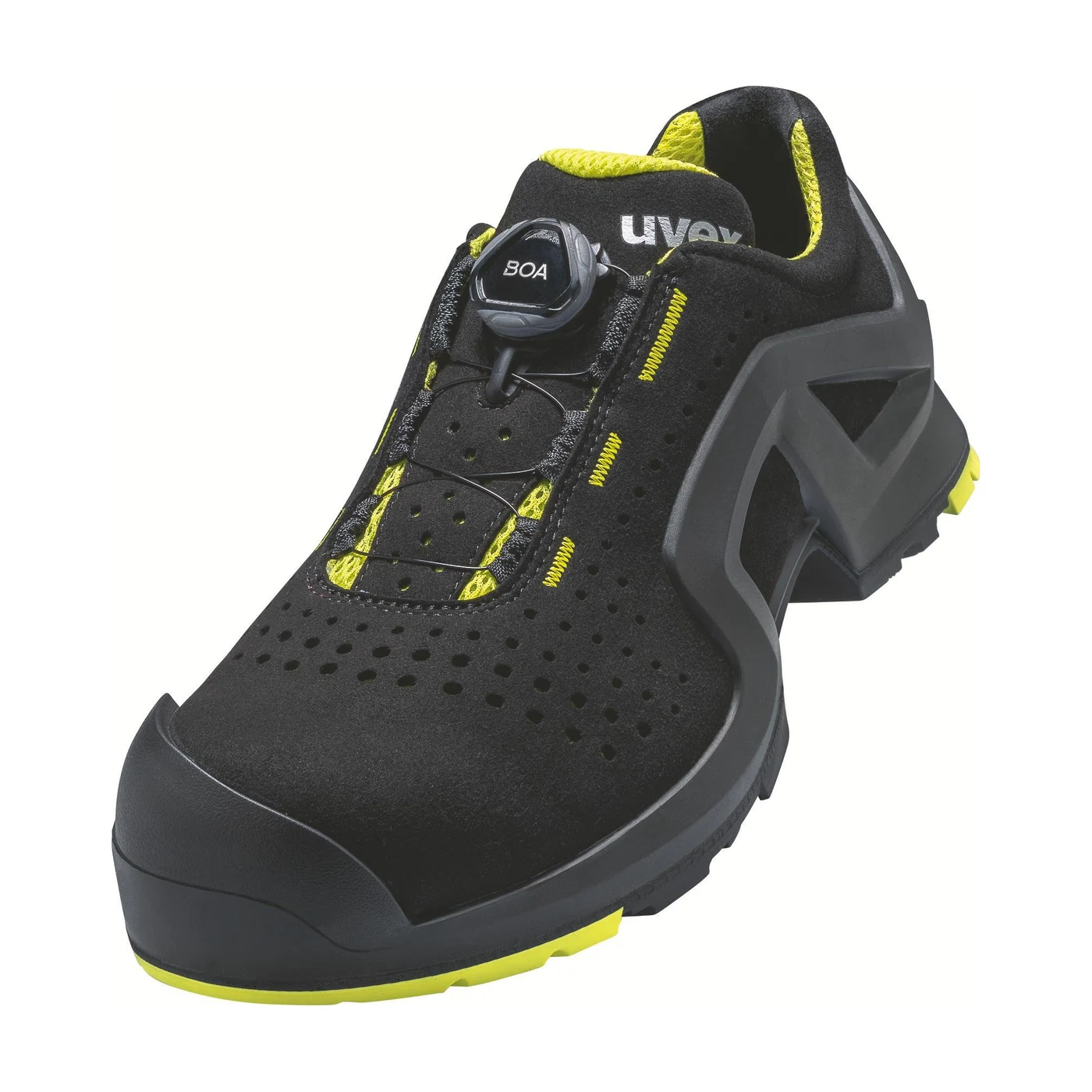 uvex 1 x-tended support BOA S1P Sicherheitsschuhe schwarz/lime – Packshot Hersteller