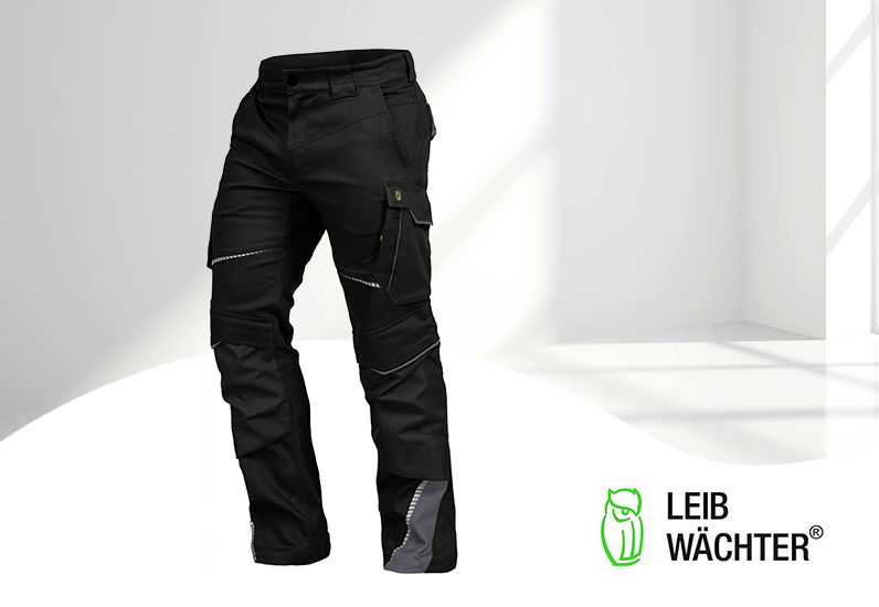 Leibwächter Arbeitshose - Bundhose Flexline schwarz/grau