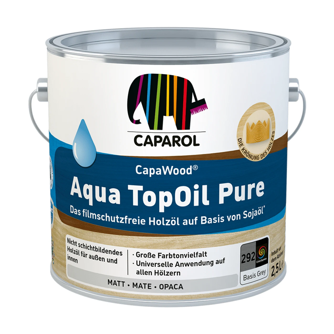 Caparol CapaWood Aqua TopOil Pure Holzöl Wunschfarbton – Packshot Hersteller
